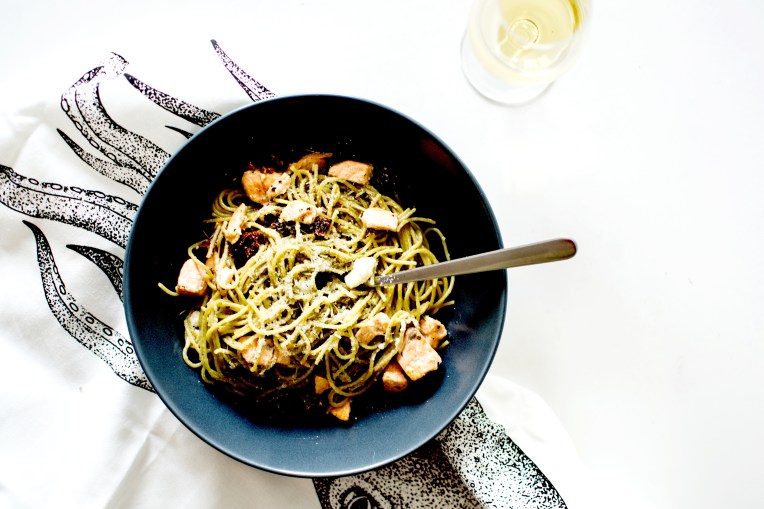 spaghetti au saumon feta et tomates séchées 3
