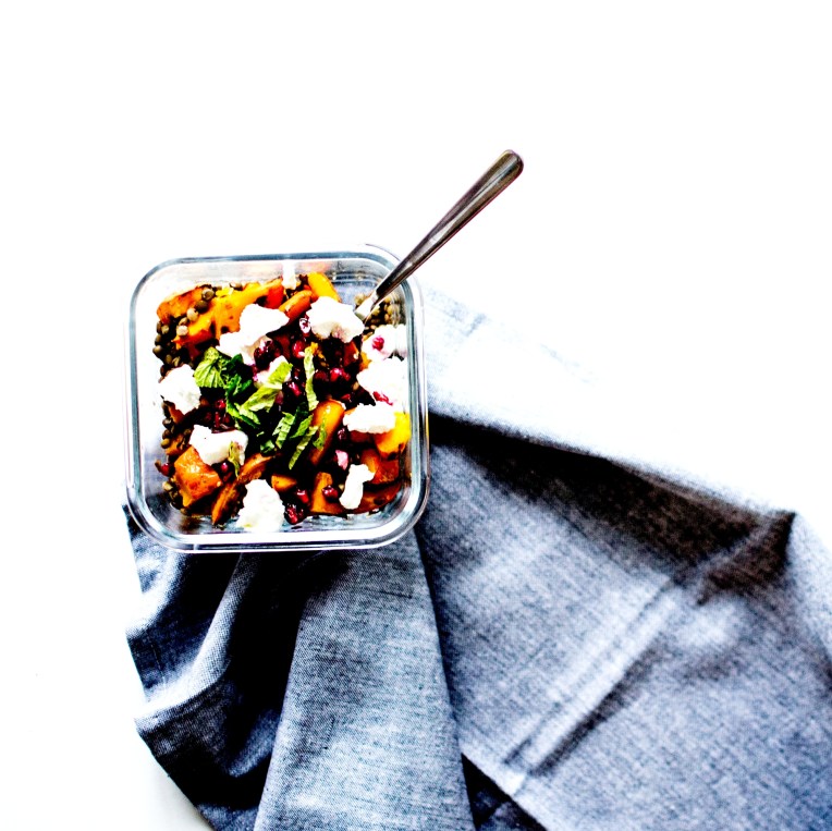 salade tiède lentilles courge grenade chèvre 6