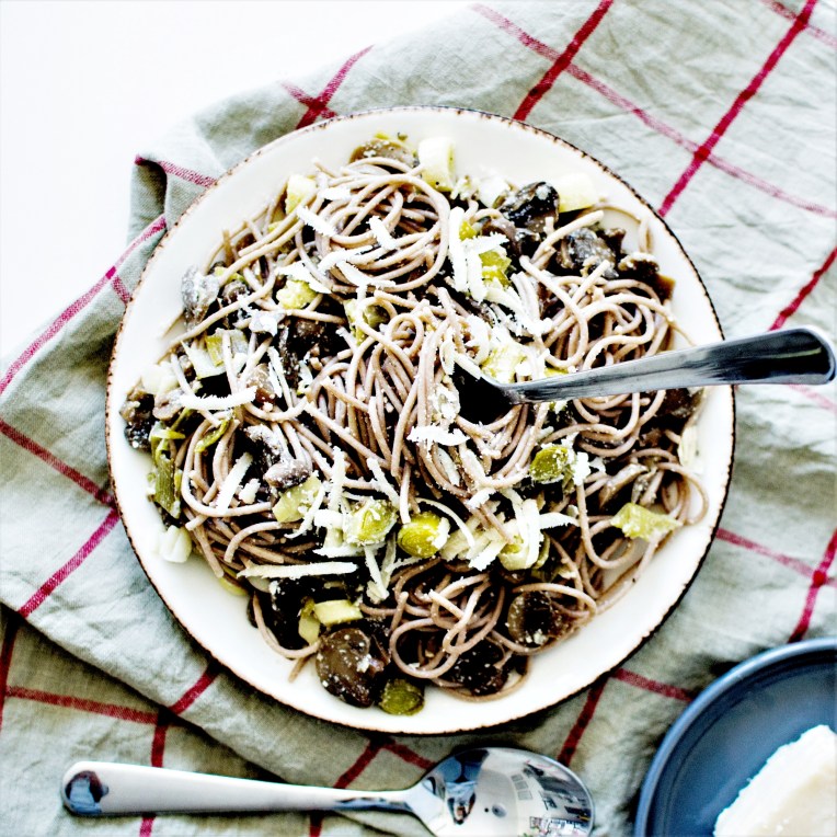 Spaghetti poireaux champignons pâtes (1)