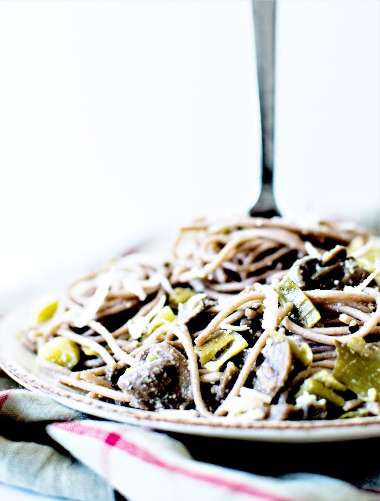 Spaghetti poireaux champignons pâtes (6)