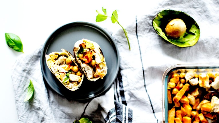 Wraps home made pois chiches patate douce poulet (8)